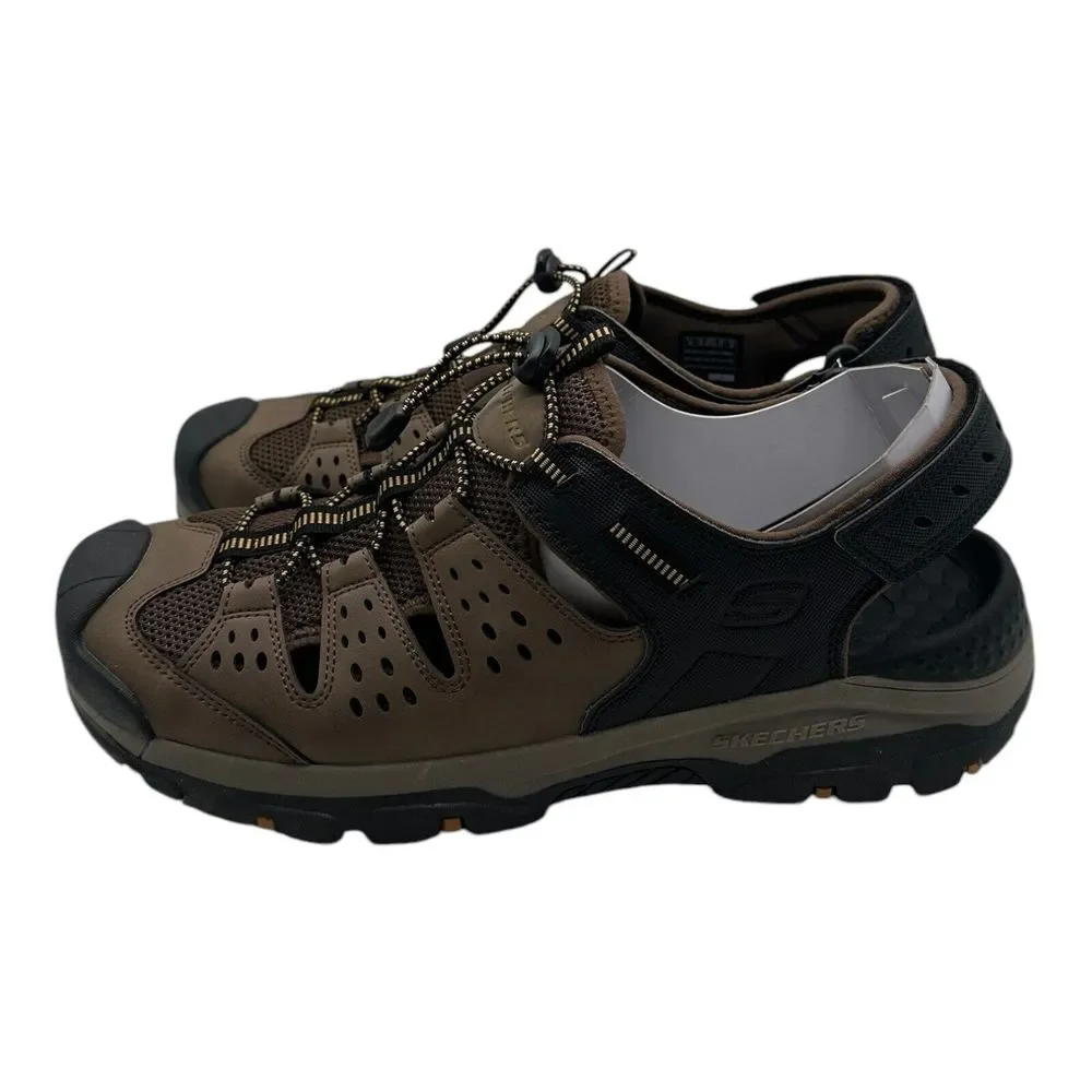 Skechers Tresmen Menard‎ Sandals Men's Size 10 Brown Vegan Relaxed Fit Luxe Foam